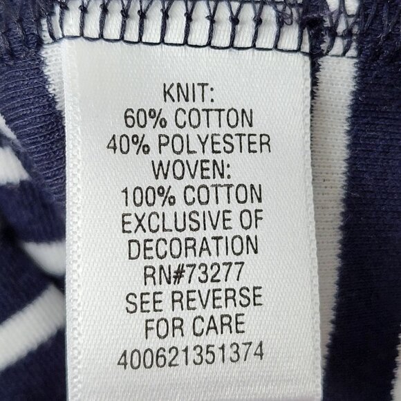Croft & Barrow Top Womens Size M Medium Blue White Striped Embroidered Neckline - Picture 6 of 7